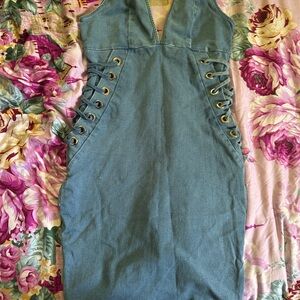 Stylish Denim Lace-Up Dress